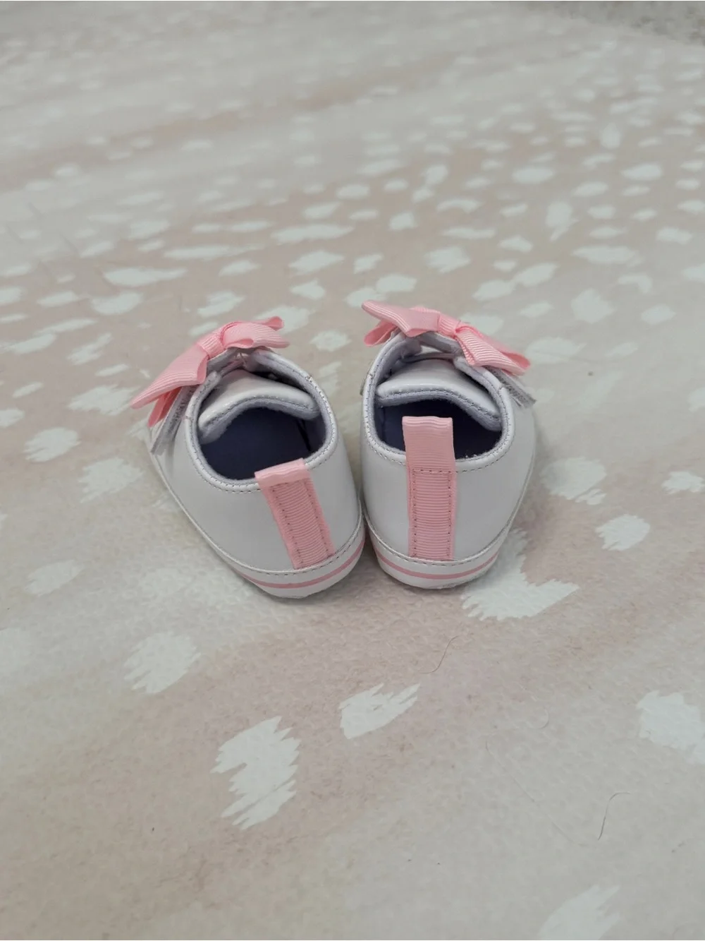 Baby Girls White Sneakers with Pink Bow - Cute First Steps